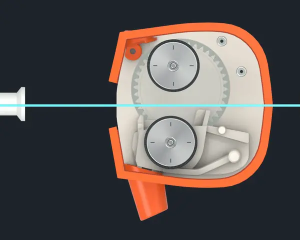 GuideGrip securing the catheter connection while the wheels remain apart